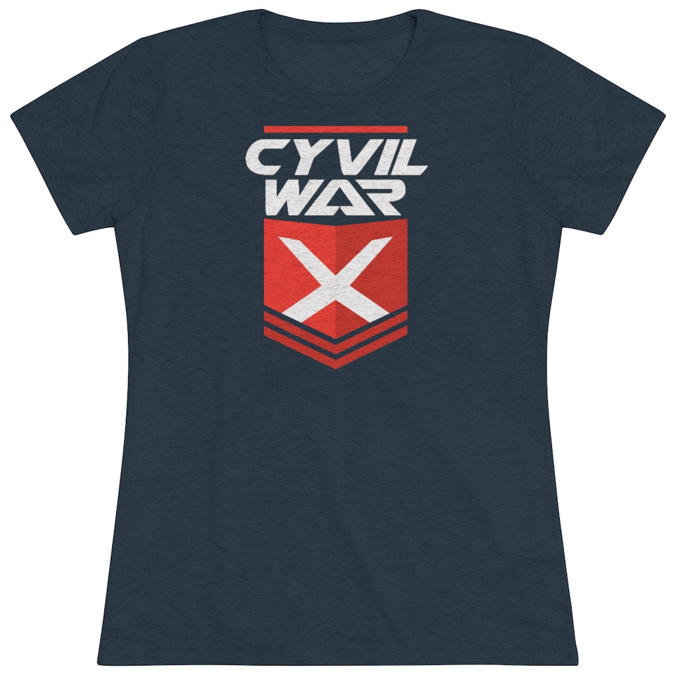 CYVIL WAR X BADGE ORANGE Multicolor on Women's Triblend T Shirt