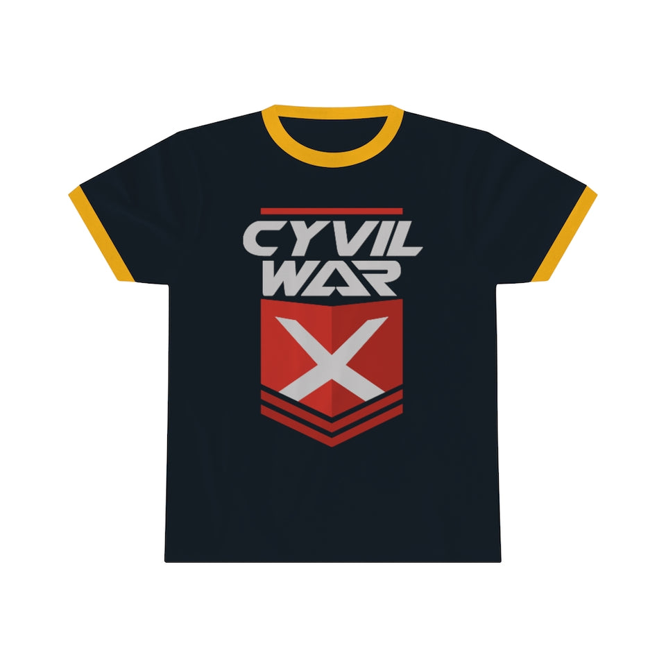 CYVIL WAR X - Multicolor on Ringer Tee