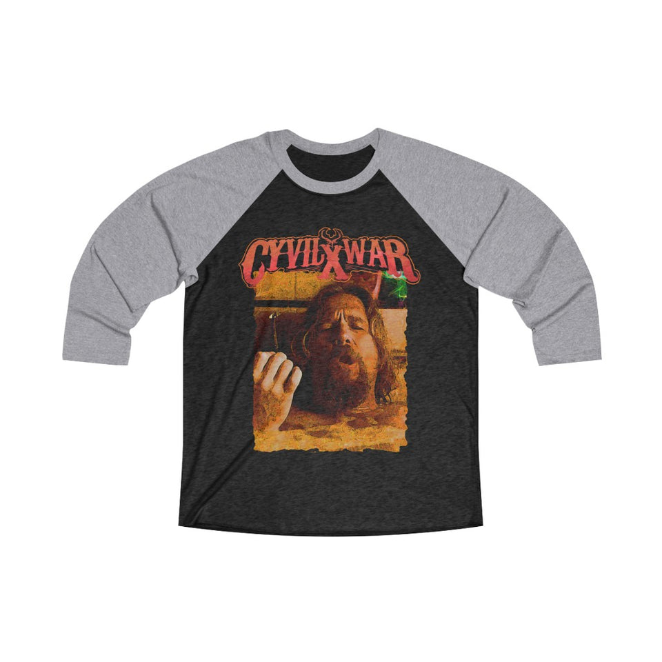 THE DUDE ABIDES Mens Multicolor on Tri-Blend 3/4 Sleeve T Shirt